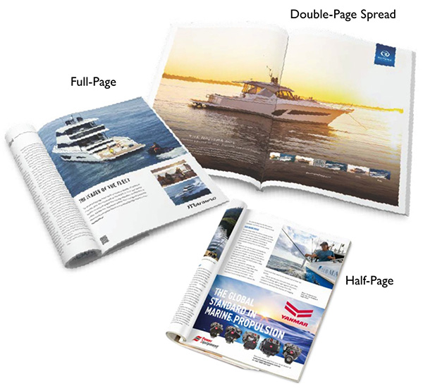 Image of Club Marine advertising options desktop computer, tablet, phone and magazine