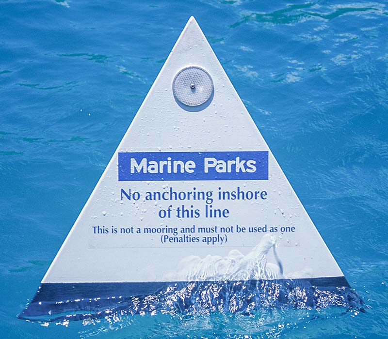 Great Barrier Reef Zone no anchoring marker