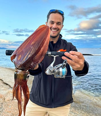 Jono catching squid