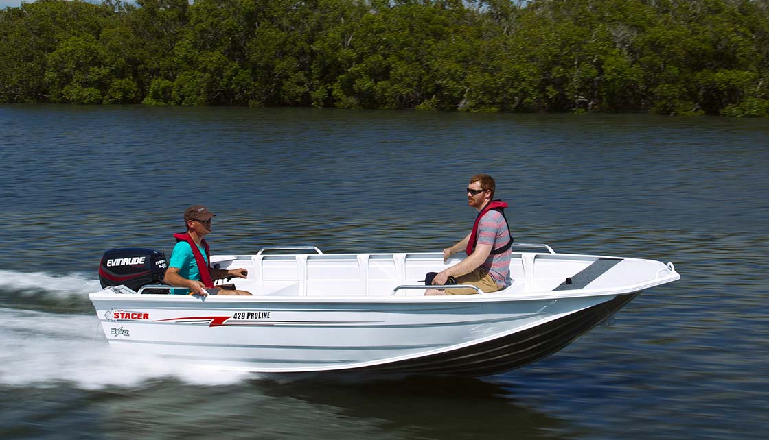Position weight forward for hull balance on aluminium boat