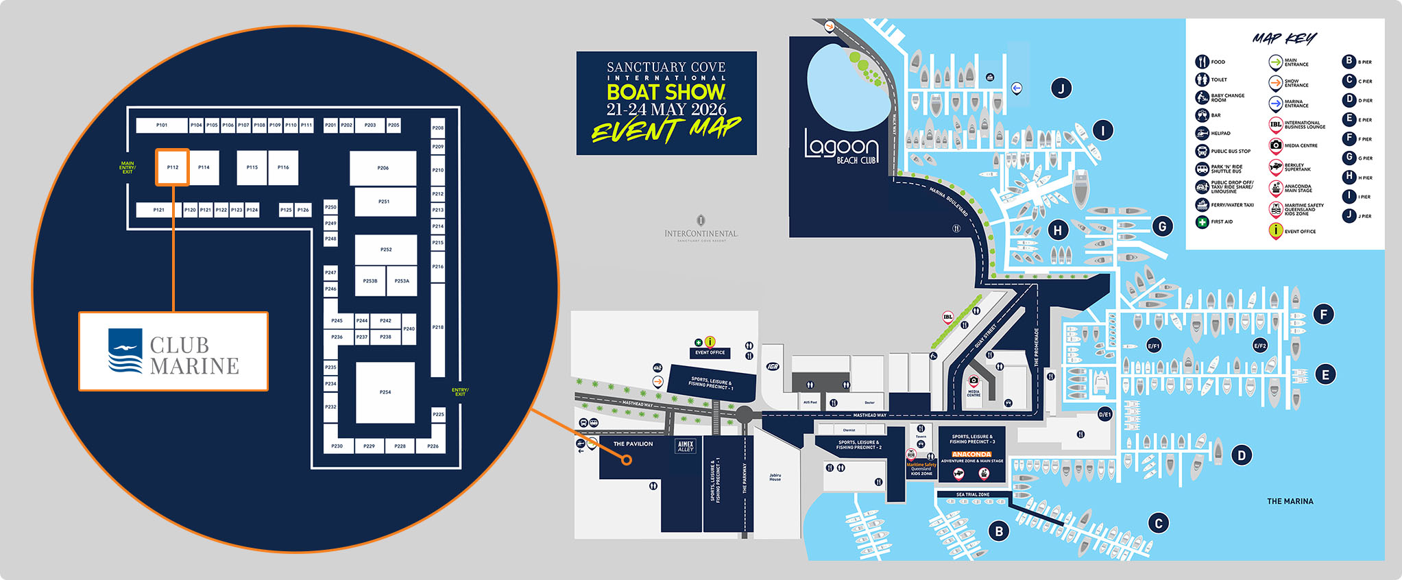 Club Marine stand at Sanctuary Cove Boat Show 2026 map